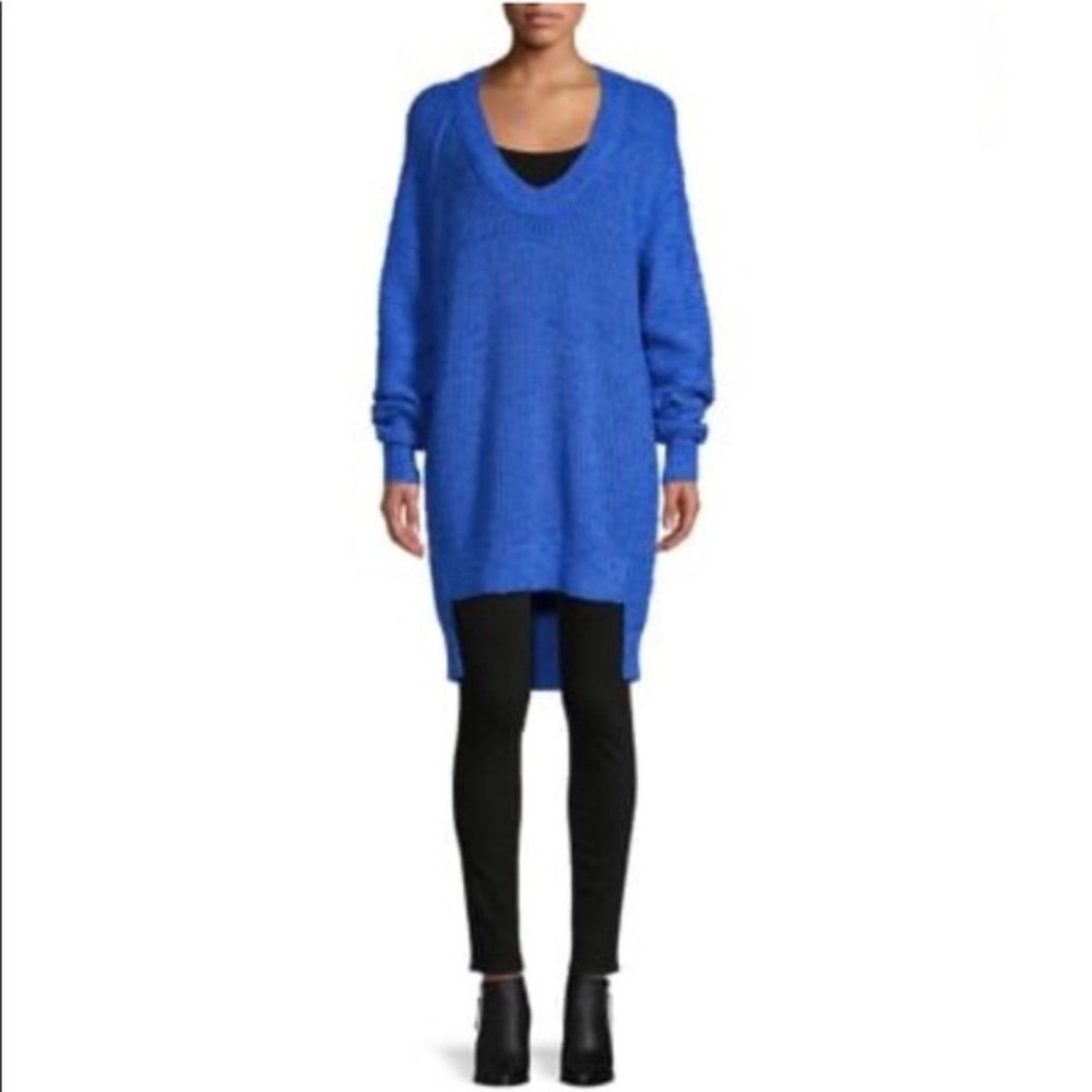 New Free People Cerulean Oversized Hi-Low Sweater